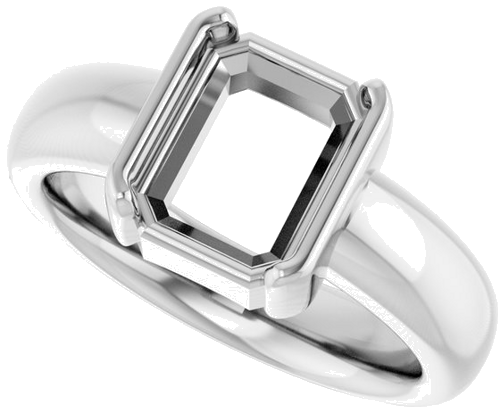 Sužadėtuvių Žiedas „Half Bezel Solitaire“ 585 Baltojo Aukso Emerald 9mm x 7mm (5)