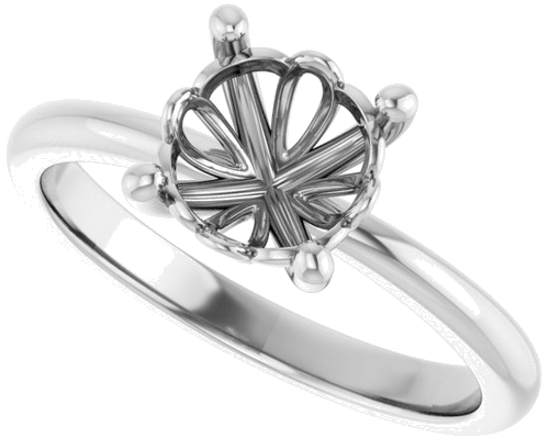 14K White 7.4 mm Round Solitaire Engagement Ring Mounting (5)