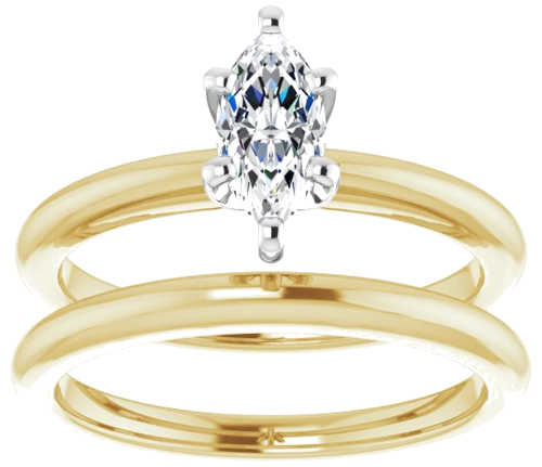14K Yellow   White  8x4 mm Marquise Solitaire Engagement Ring Mounting (8)