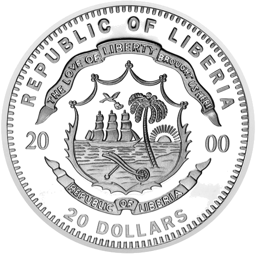 20 Dollars USA President J. Buchanan Liberia Silver Coin (2)