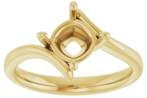 14K Yellow  7 mm Cushion Solitaire Engagement Ring Mounting (3)