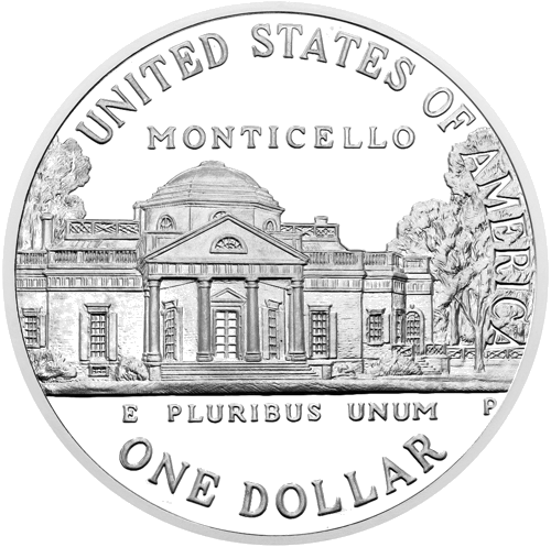 1993 Том Джеферсън САЩ 1 долар сребърна монета (1)