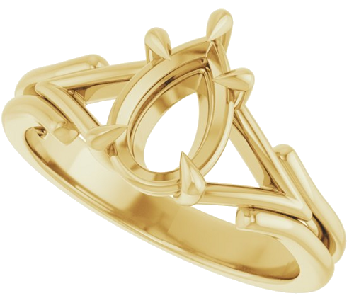 14K Yellow 9x6 mm Pear Solitaire Engagement Ring Mounting (5)