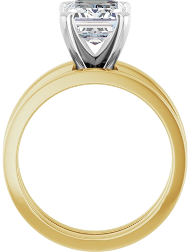 14K Yellow White 9x7 mm Emerald Solitaire Engagement Ring Mounting (7)