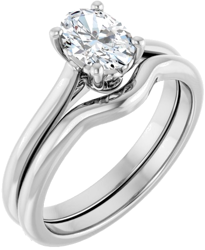 14K White 7x5 mm Oval Solitaire Engagement Ring Mounting (6)