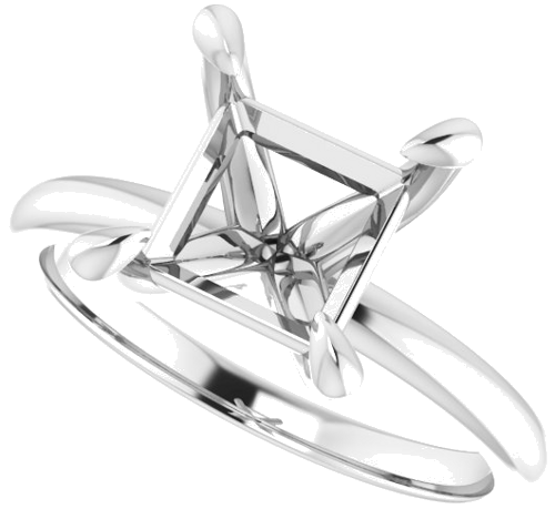 Sužadėtuvių Žiedas „Solitaire“ 585 Baltojo Aukso Square 7.5mm (5)