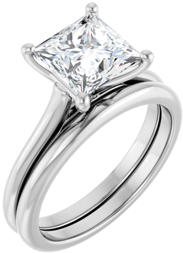 14K X1 White 7 mm Square Solitaire Engagement Ring Mounting (6)