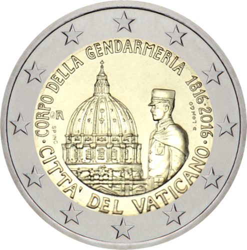 2016 Vatikāna žandarmērijas 2 eiro monēta (1)