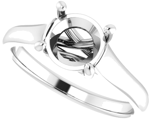 14K White 7.4 mm Round Solitaire Engagement Ring Mounting (5)