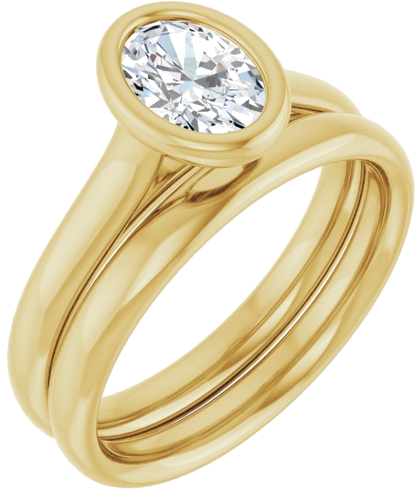Sužadėtuvių Žiedas „Bezel-Set Solitaire“ 585 Geltonojo Aukso Oval 7mm x 5mm (6)