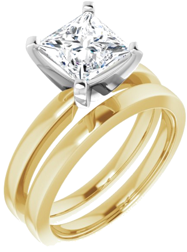 14K Yellow White 6.5x6.5 mm Square Solitaire Engagement Ring Mounting (6)