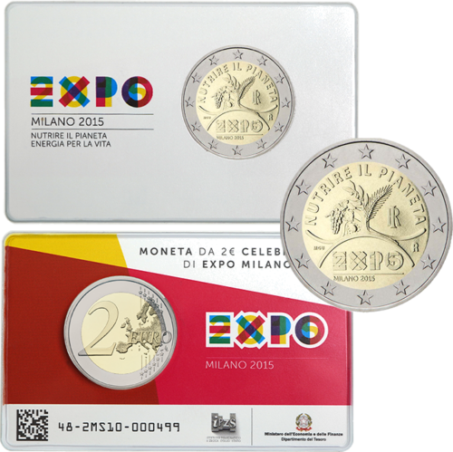 2015 Itālija Expo Milano 2 eiro monēta BU karte (3)