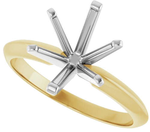 14K Yellow   White 10x8 mm Oval 6-Prong Solitaire Engagement Ring Mounting (5)