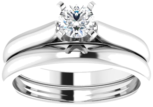 Sužadėtuvių Žiedas „Solitaire“ 585 Baltojo Aukso Round 4.5mm (7)