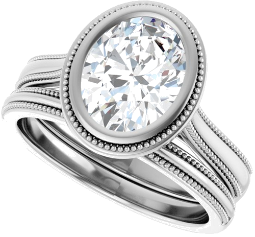 Sužadėtuvių Žiedas „Solitaire“ 585 Baltojo Aukso Oval 9mm x 7mm (10)