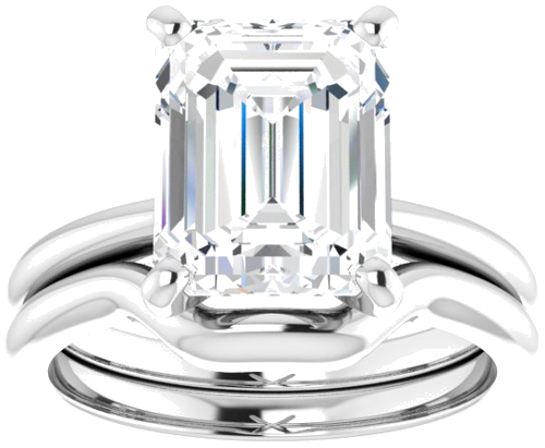 14K White  10x8 mm Emerald Solitaire Engagement Ring Mounting (8)