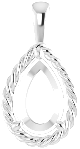 Pakabukas „Rope“ 585 Baltojo Aukso Pear Shape 12mm x 8mm (1)