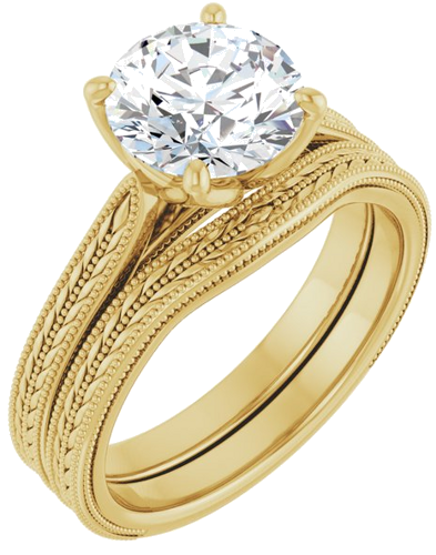 Sužadėtuvių Žiedas „Solitaire“ 585 Geltonojo Aukso Round 8mm (6)