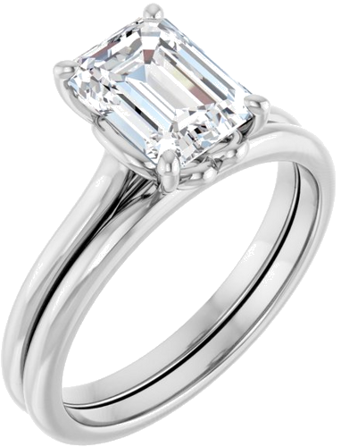 14K White  8x6 mm Emerald Solitaire Engagement Ring Mounting (6)