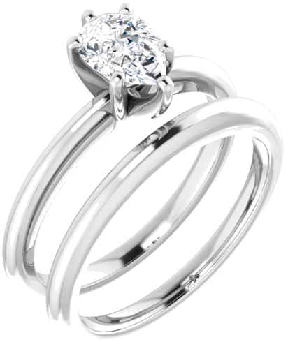 Sužadėtuvių Žiedas „Solitaire“ 585 Baltojo Aukso Pear Shape 7mm x 5mm (6)