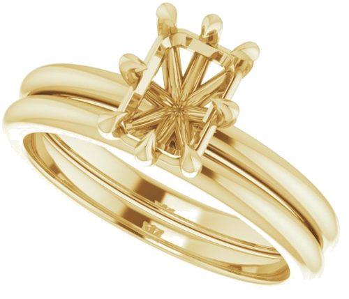 Sužadėtuvių Žiedas „Solitaire“ 585 Geltonojo Aukso Emerald 7mm x 5mm (10)