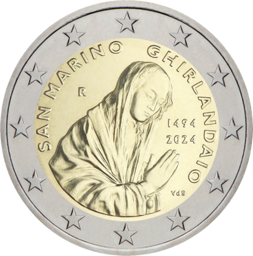 2024 San Marinas Domenico Ghirlandaio 2 eurų BU moneta kortelėje (2)