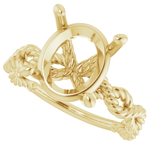 Sužadėtuvių Žiedas „Solitaire Twisted Rope“ 14k yellow gold Oval 12mm x 10mm (5)
