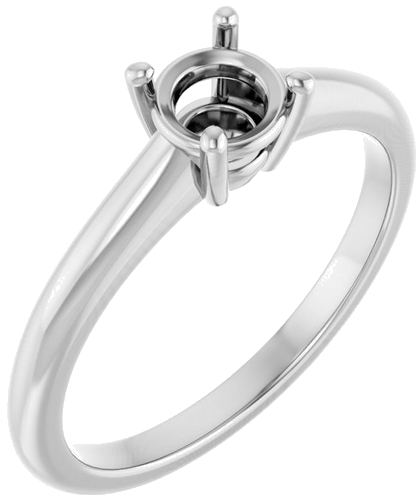 14K White 5.2 mm Round Solitaire Engagement Ring Mounting (1)