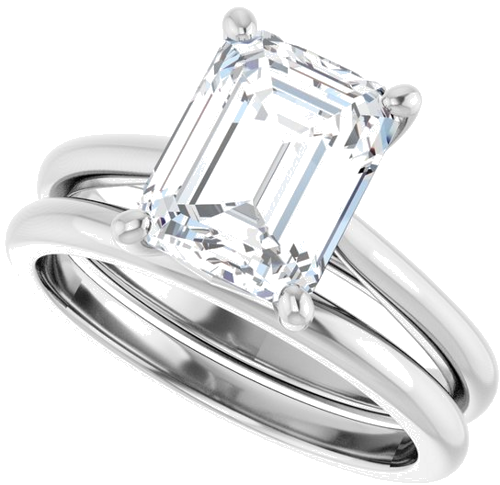 Platinum 9x7 mm Emerald Solitaire Engagement Ring Mounting (10)