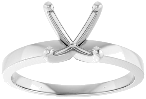 14K White 7.8-8.6 mm Round 4-Prong Solitaire Ring Mounting (3)