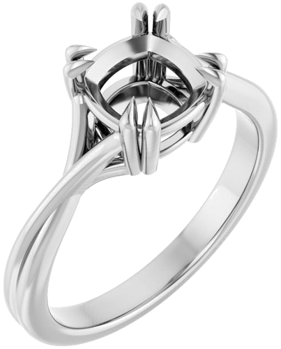 Platinum 7 mm Cushion Solitaire Engagement Ring Mounting (1)