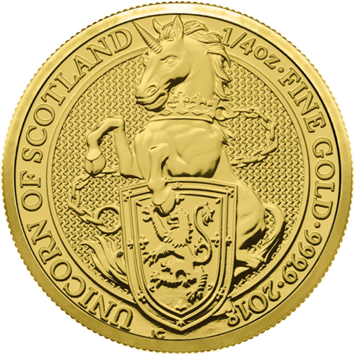 1/4 унция Златна монета Unicorn Queen Beasts 2018 (1)