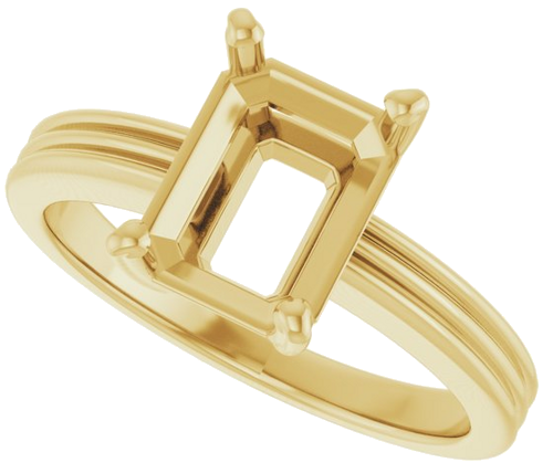 14K Yellow  9x7 mm Emerald Solitaire Engagement Ring Mounting (5)