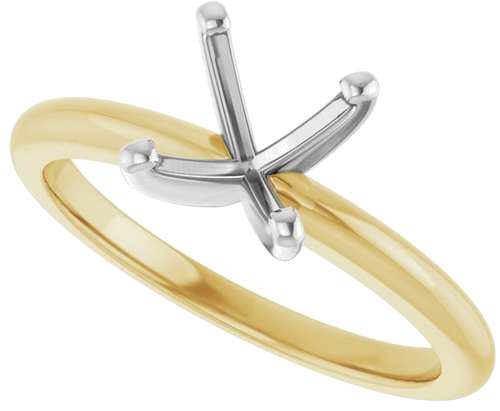 Sužadėtuvių Žiedas „Solitaire“ 750 Geltonojo Aukso Ir 950 Platinos Round 7.4mm (5)