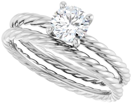 14K White 5.2 mm Round Solitaire Engagement Ring Mounting (10)