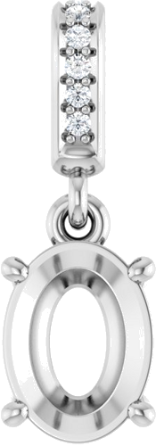 14K White 8x6 mm Oval .03 CTW Natural Diamond Semi-Set Pendant (1)