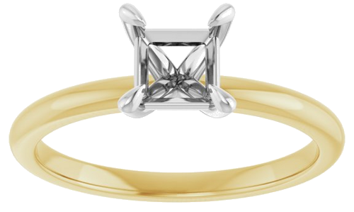 14K Yellow White 5 x 5 mm Square Engagement Ring Mounting (3)