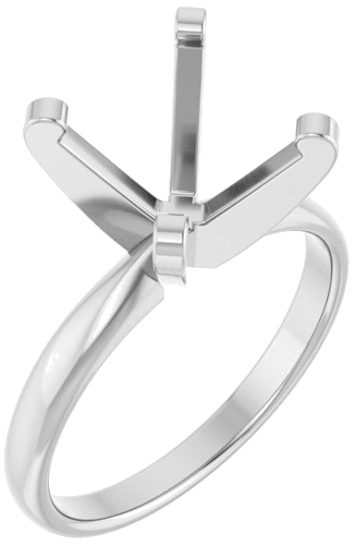 14K White 8 x 8 mm Square Solitaire Engagement Ring Mounting (1)
