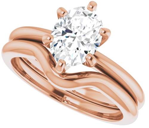 14K Rose  8x6 mm Oval Solitaire Engagement Ring Mounting (10)