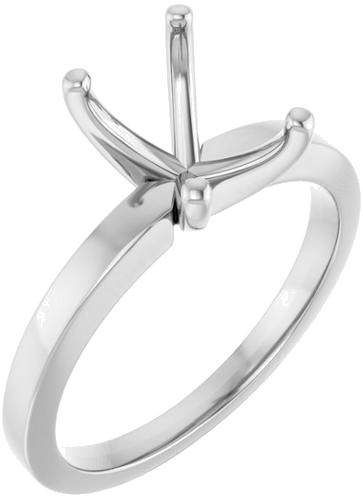 10K White 8x6 mm Emerald Solitaire Engagement Ring Mounting (1)