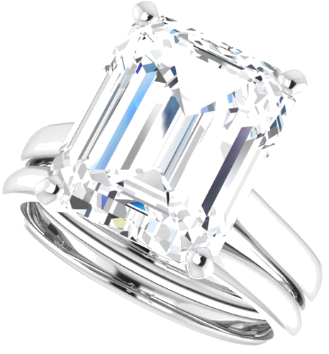 14K White 12x10 mm Emerald Engagement Ring Mounting (10)