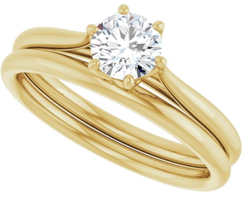 Sužadėtuvių Žiedas „Solitaire“ 585 Geltonojo Aukso Round 5.2mm (10)