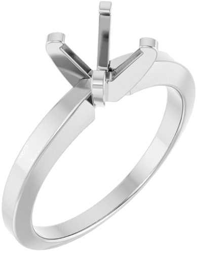 14K White 6 mm Round Solitaire Engagement Ring Mounting (1)