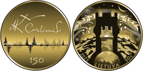 2025 Mikalojus Konstantinas Čiurlionis 150. dzimšanas gadadiena 50 eiro zelta monēta (2)