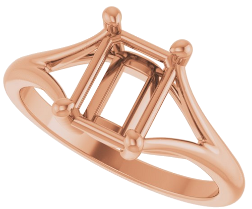 14K Rose 8x6 mm Emerald 4-Prong Cathedral Split Shank Engagement Ring Mounting (5)