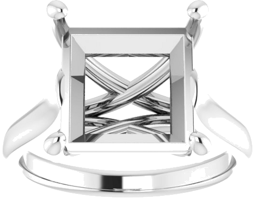 Sužadėtuvių Žiedas „Solitaire“ 585 Baltojo Aukso Square 10mm (3)