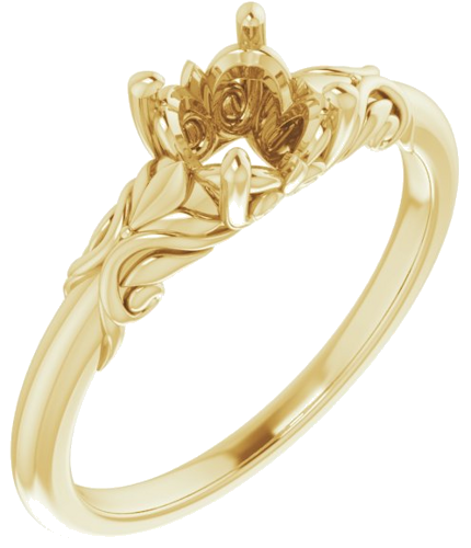 14K Yellow  6 mm Round Solitaire Engagement Ring Mounting (1)