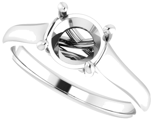 14K White 7 mm Round Solitaire Engagement Ring Mounting (5)