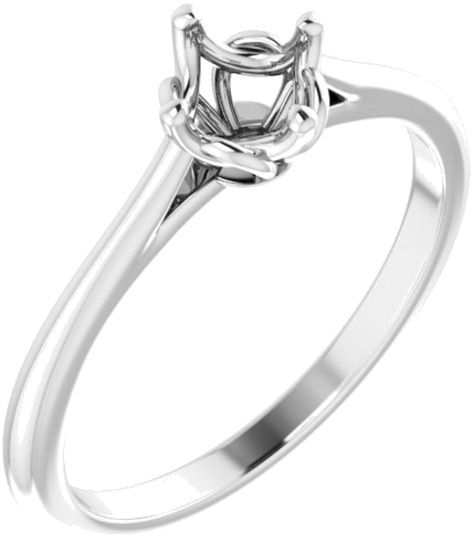 14K White 5.2 mm Round Solitaire Engagement Ring Mounting (1)
