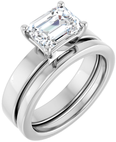 14K White 8x6 mm Emerald Solitaire Engagement Ring Mounting (2)